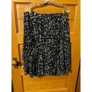 CJ Banks Skirt Size L Large White Blue Lined Flare Circles Bubbles Christopher